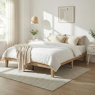 Bed Frame Queen Size, Wood Platform Bed Frame with Solid Wood Slats & Le...