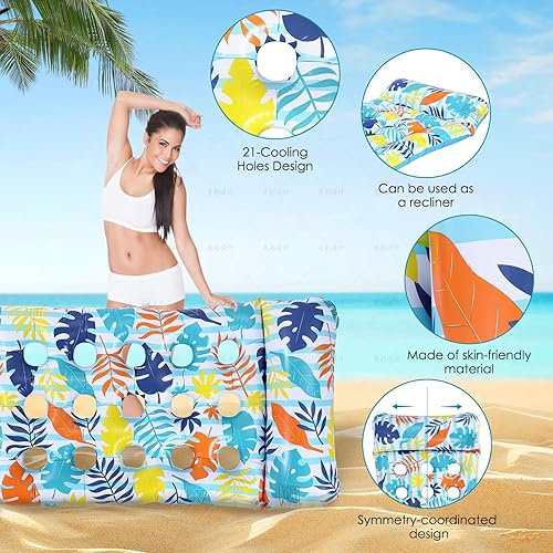 Miniatura 2 de GG ZHONG QUAN Paquete de 2 balsas inflables para piscina con reposacabezas para adultos, diversión en la piscina, fiesta, juguete, playa, lago,