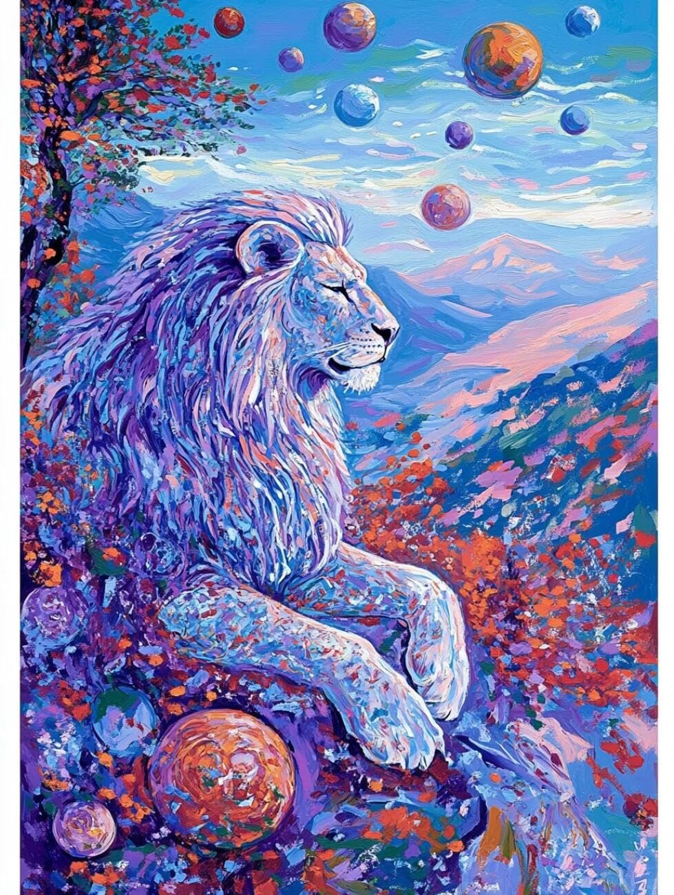 Rqwybcaxn Bead Embroidery Kits Lion and Planet 40x50cm