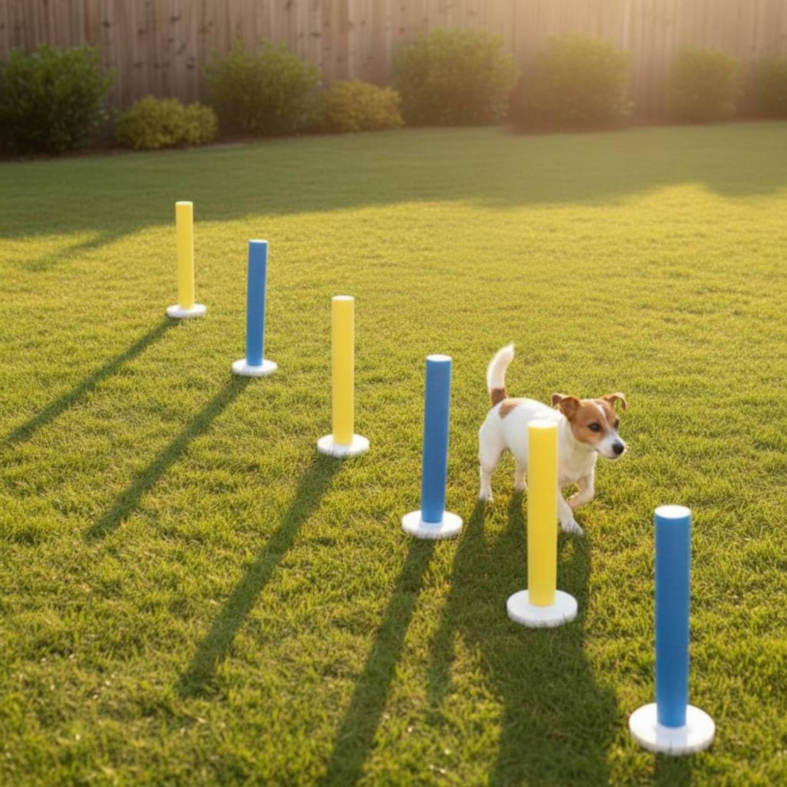 Agility Trainingsset Sprungreifen Tunnel Hürden Stangen mit Schaumstoffbezug aus Polyester für Konzentriertes Haustiertraining Garten Und Innenräume