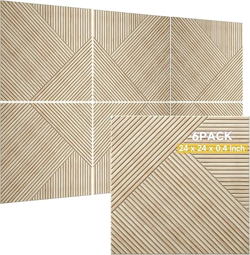 TO-TH Paneles acústicos para pared y techo, paquete de 6 unidades, 2 x 2 x 0.4, paneles de pared decorativos autoadhesivos con impresión UV 3D con