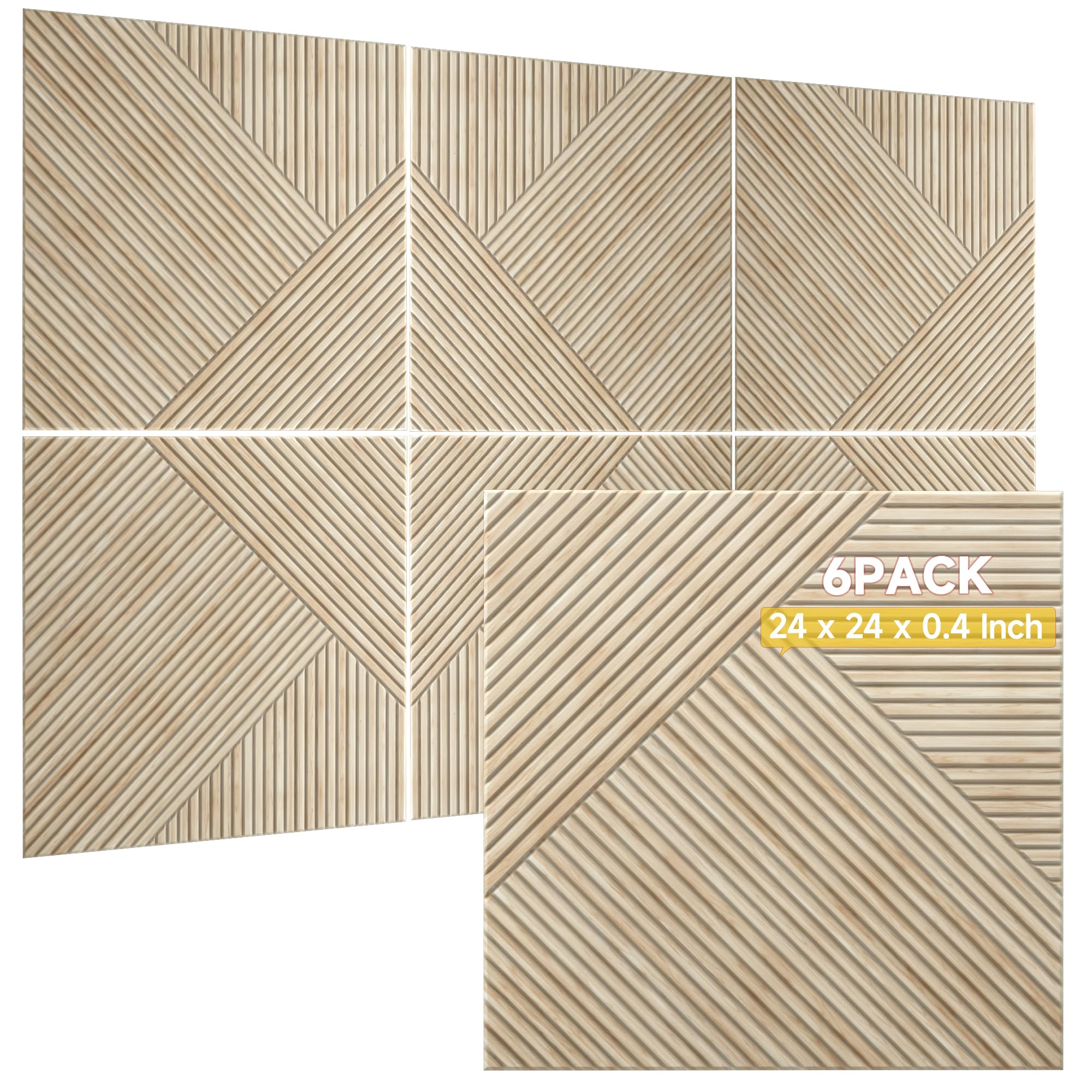 to-th acoustic panels for wall and ceiling - 6 pack 2'x2'x0.4,self-adhesive 3d uv printing decorative wall panels with wood look,rustic oak