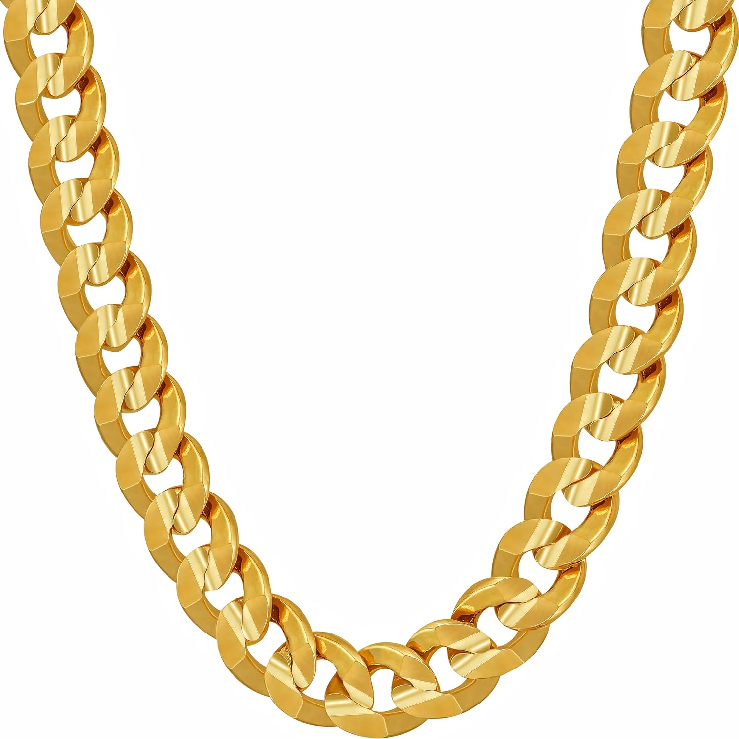 LIFETIME JEWELRY Gold Cuban Link Chain for Men - Real 24k Gold Necklace Plated - Lifetime Replacement - Durable Clasp (6mm & 9.5mm)