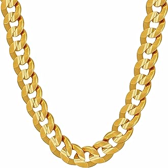 Cuban Link Chain Necklace 24k Gold Plated for Men and Women (6mm & 9.5mm)