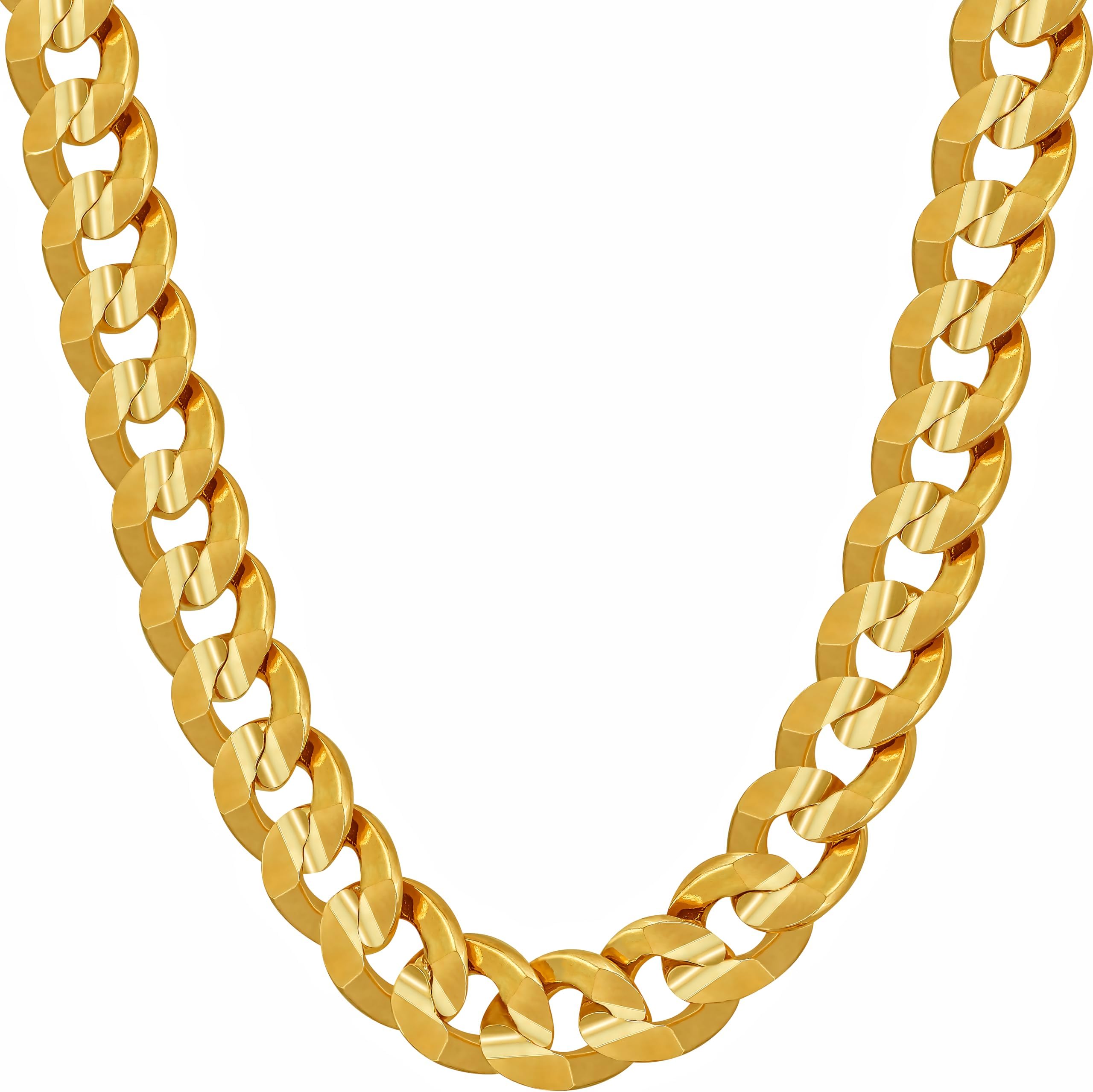 LIFETIME JEWELRY Gold Cuban Link Chain for Men - Real 24k Gold Necklace Plated - Lifetime Replacement - Durable Clasp (6mm & 9.5mm)