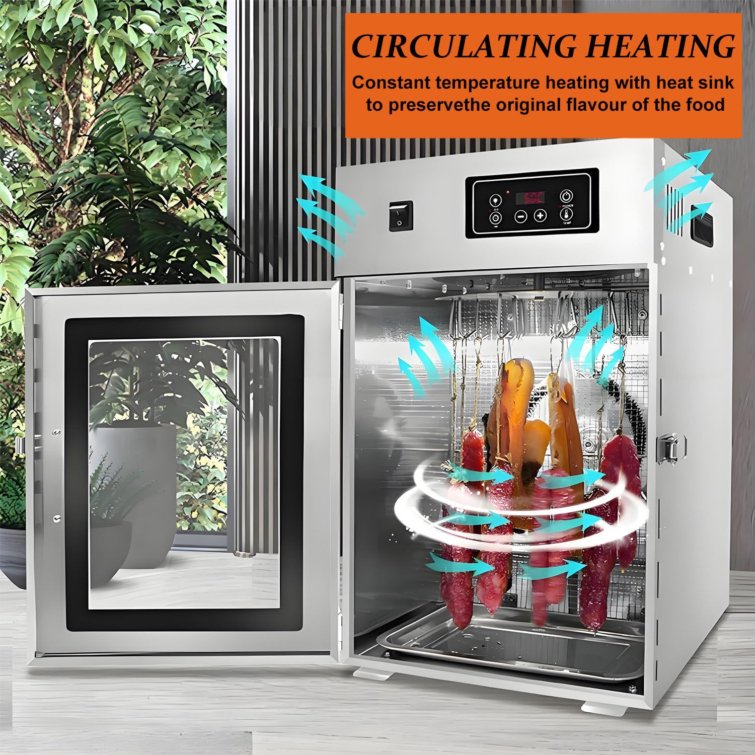 Essiccatore per Alimenti e Scatola per Biltong da 800 W, Armadio per Essiccazione in Acciaio Inossidabile, essiccatore per Alimenti per Carne secca con Controllo Digitale