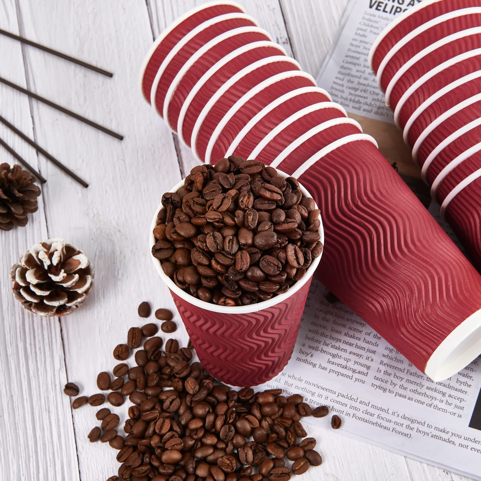 Einweg-Kaffeetassen Mit Deckel, 473 Ml – Herbstfarben, 48 Stück, Für Heiße/kalte Getränke, Ideal Für Thanksgiving & Partys