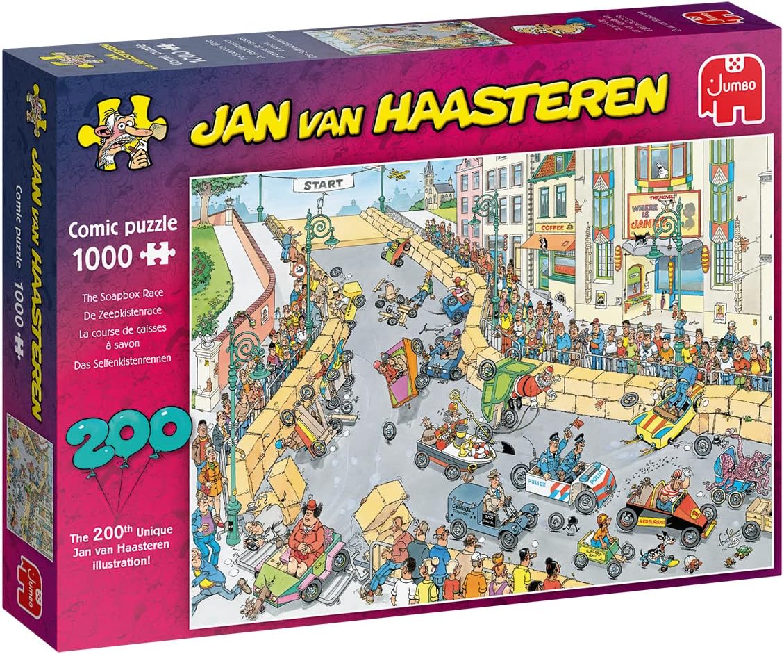 Jumbo, Jan Van Haasteren - 'The Soapbox Race' Unique Comic Fun Designed 200th Edition Jigsaw Puzzle for Adults - 1,000 Piece