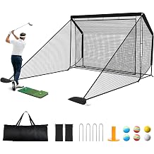 Golf Hitting Net, 10x7ft/7x7ft Heavy Duty Practice Net with Side Nets & Back Net, Reinforced Steel Frame Training Net for Indoor Outdoor Backyard Driving Swing Practice, Portable Carry Bag
