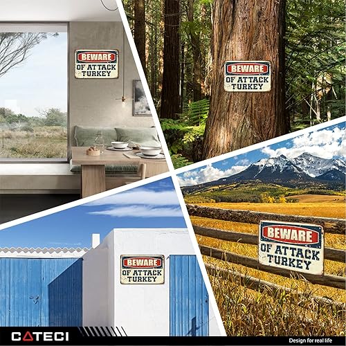 Miniatura 5 de Letrero de metal personalizado con texto en inglés "Beware of Attack", decoración de pared de baño, decoración de pared divertida para el baño