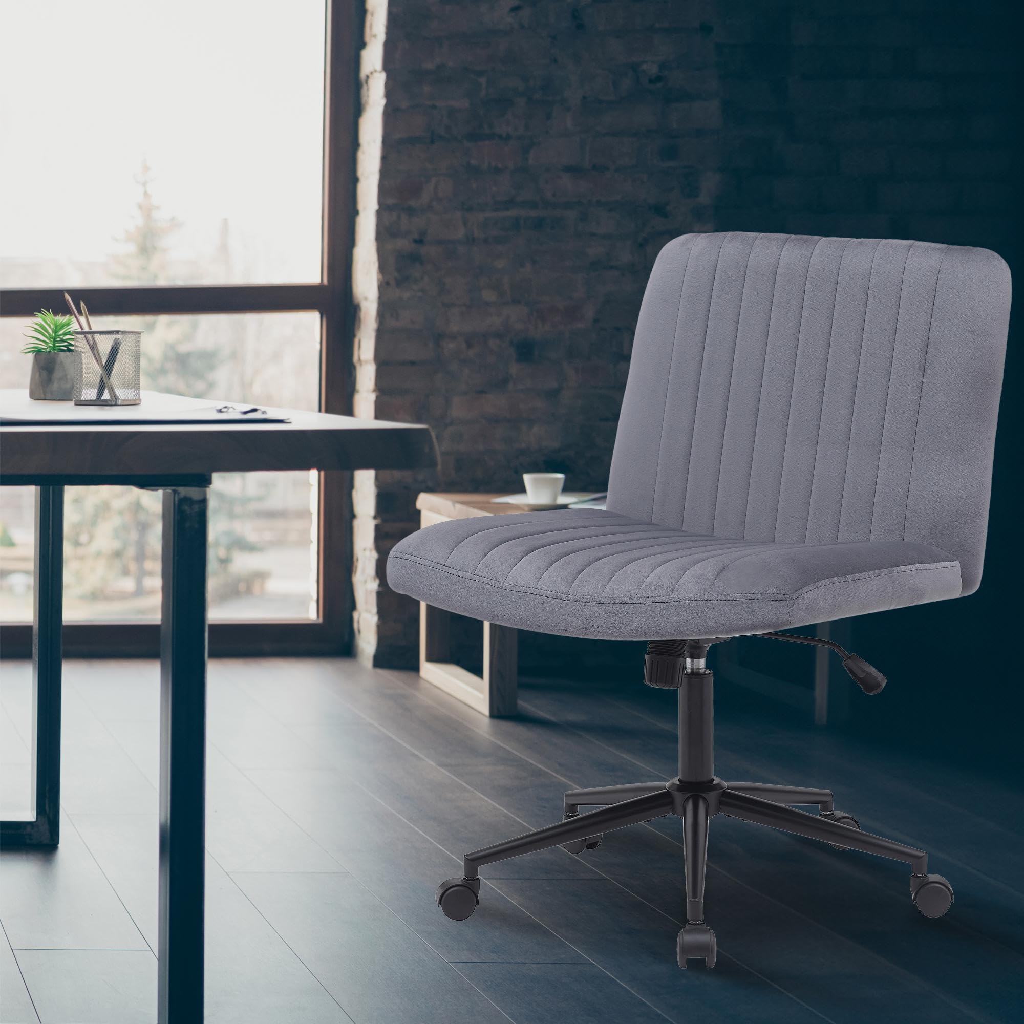 CLP Chaise de Bureau Kingman I Chaise pivotante avec Dossier I Chaise de Bureau rembourrée, réglable en Hauteur et pivotante, Couleur:Gris foncé, Matériel:Velours