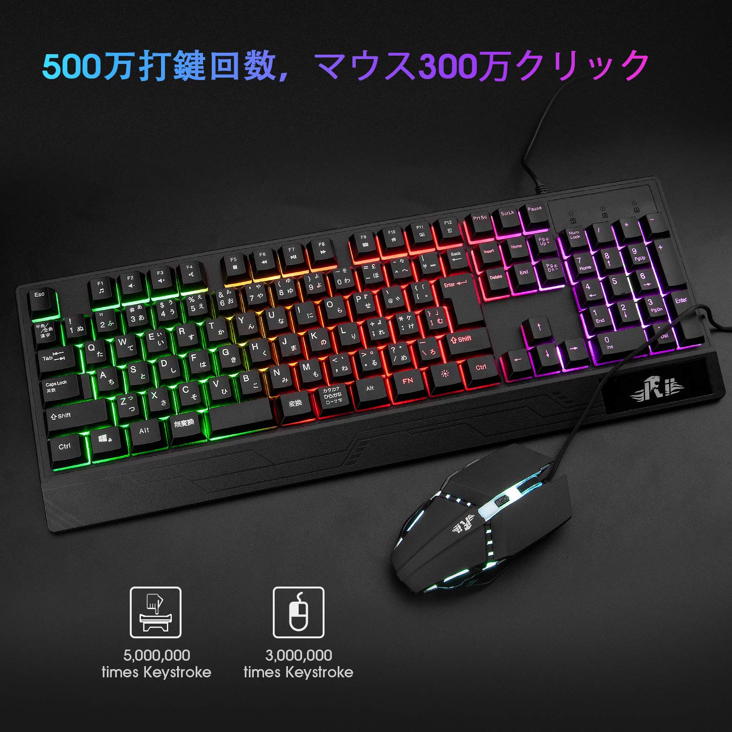Amazon | Rii ゲーミング キーボード マウス セット USB有線 RGBバック 