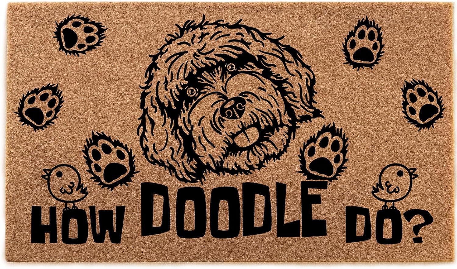 Large Front Door Mat How Doodle Do 30x18, Extra Wide Entryway Rug, Heavy Duty Outdoor Doormat for High Traffic, Non Slip, Waterproof, for Porch, Garage, Commercial Use