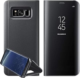 جراب أنيق للهاتف سامسونج نوت 8، اسود، حافظة، الجلد المدبوغ