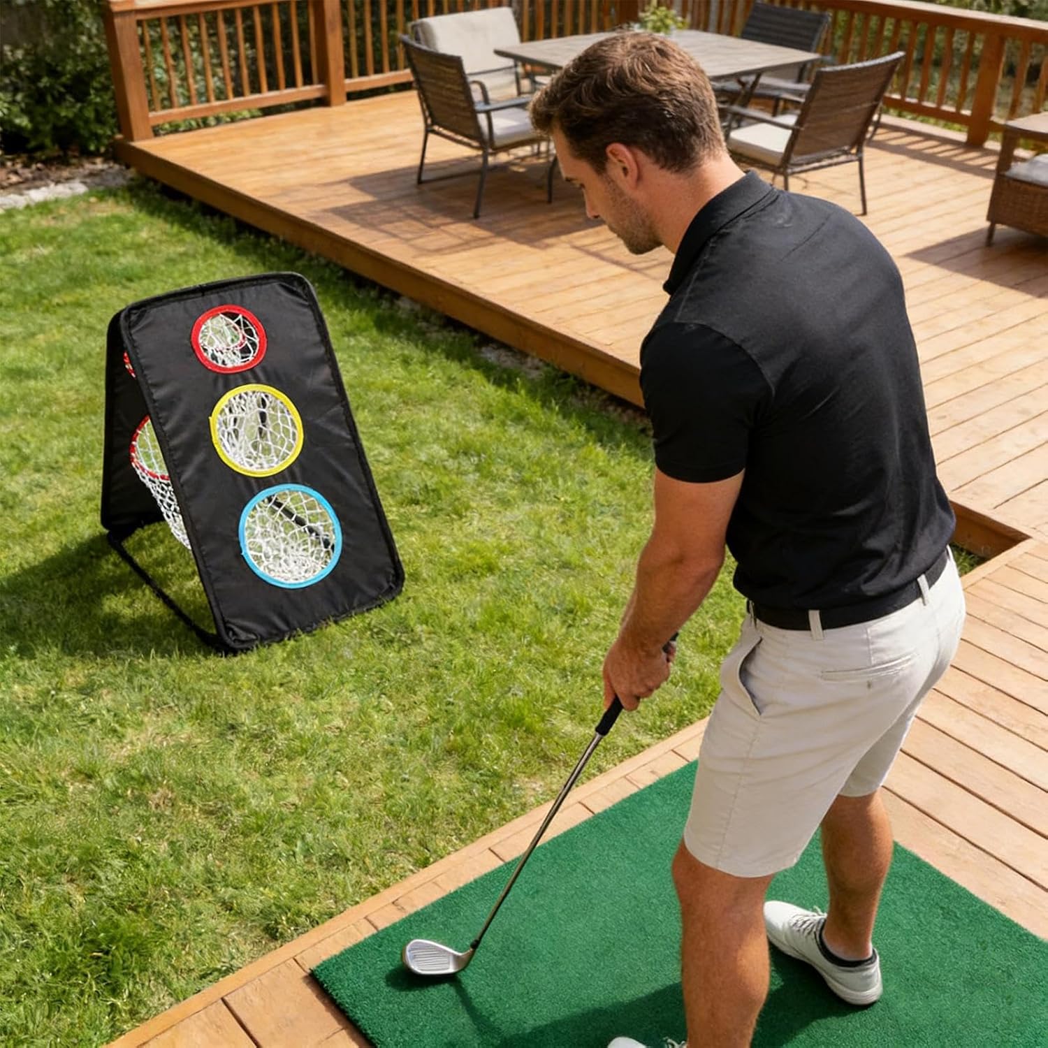 Golf Chipping Net, Golf Hitting Training Equipment, Backyard Driving Nets with Durable Frame, Practice Net with Easy Setup Design, Practice Accessory for Indoor Outdoor Course Range Tournament Gym