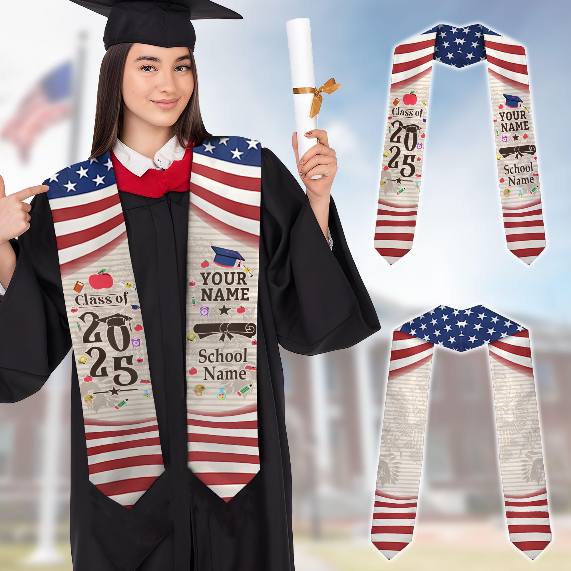 MonkeyVan Custom Class Of 2025 Teacher Graduation Stole, Teacher Graduation Sash, Teacher Pencil Grade Honor Stole Grad 2025 Tc 8
