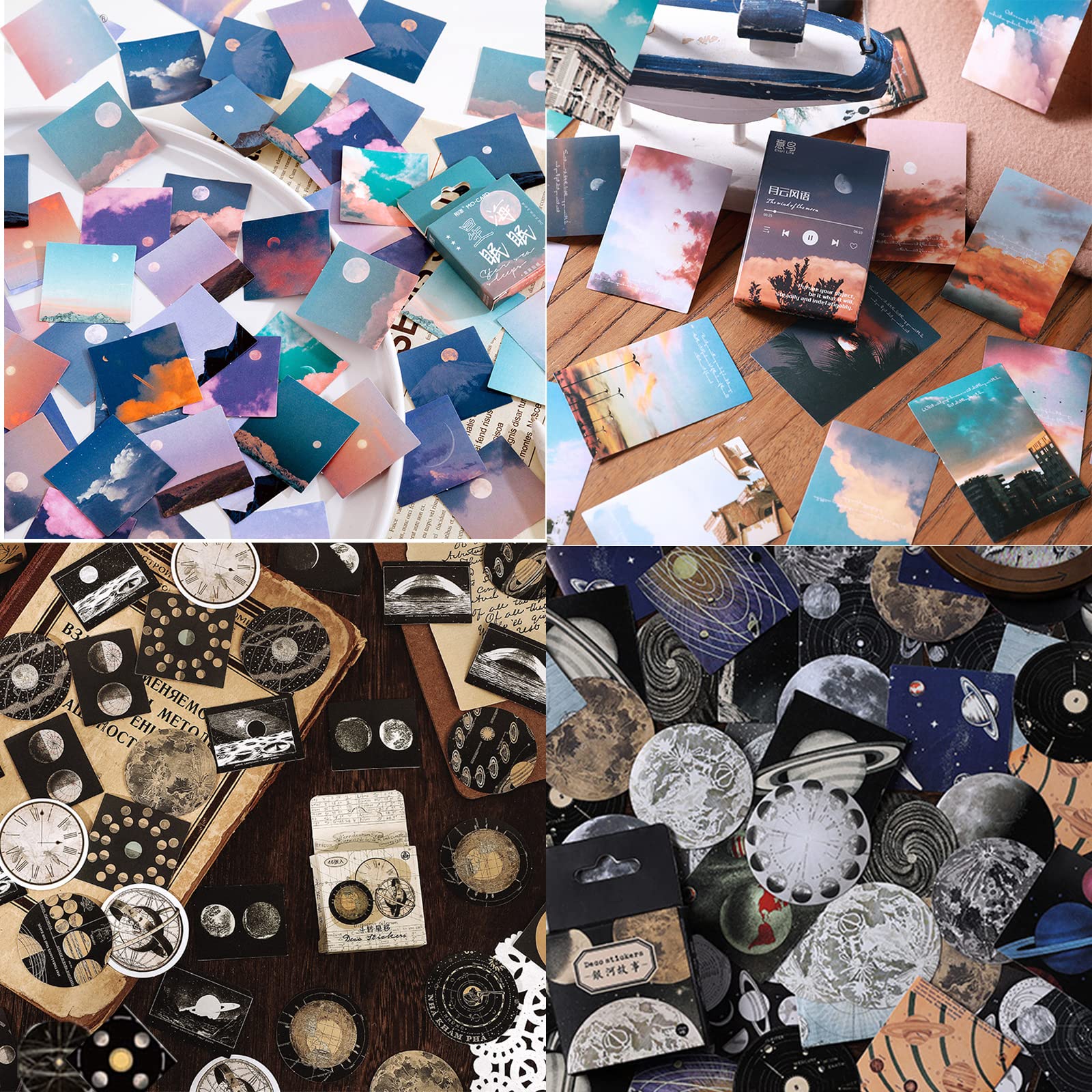 Pegatinas Scrapbooking, 180 Hojas Sticker cielo y nubes estrellado Manualidades Bullet Journal Fotos Adhesivos DIY Decoración Álbumes de Recortes Calendarios Tarjetas Sobres Regalos