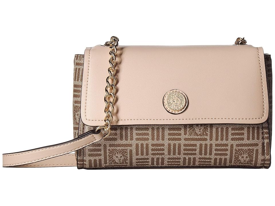 

Anne Klein Chain Flap Crossbody (Sand) Cross Body Handbags, Beige