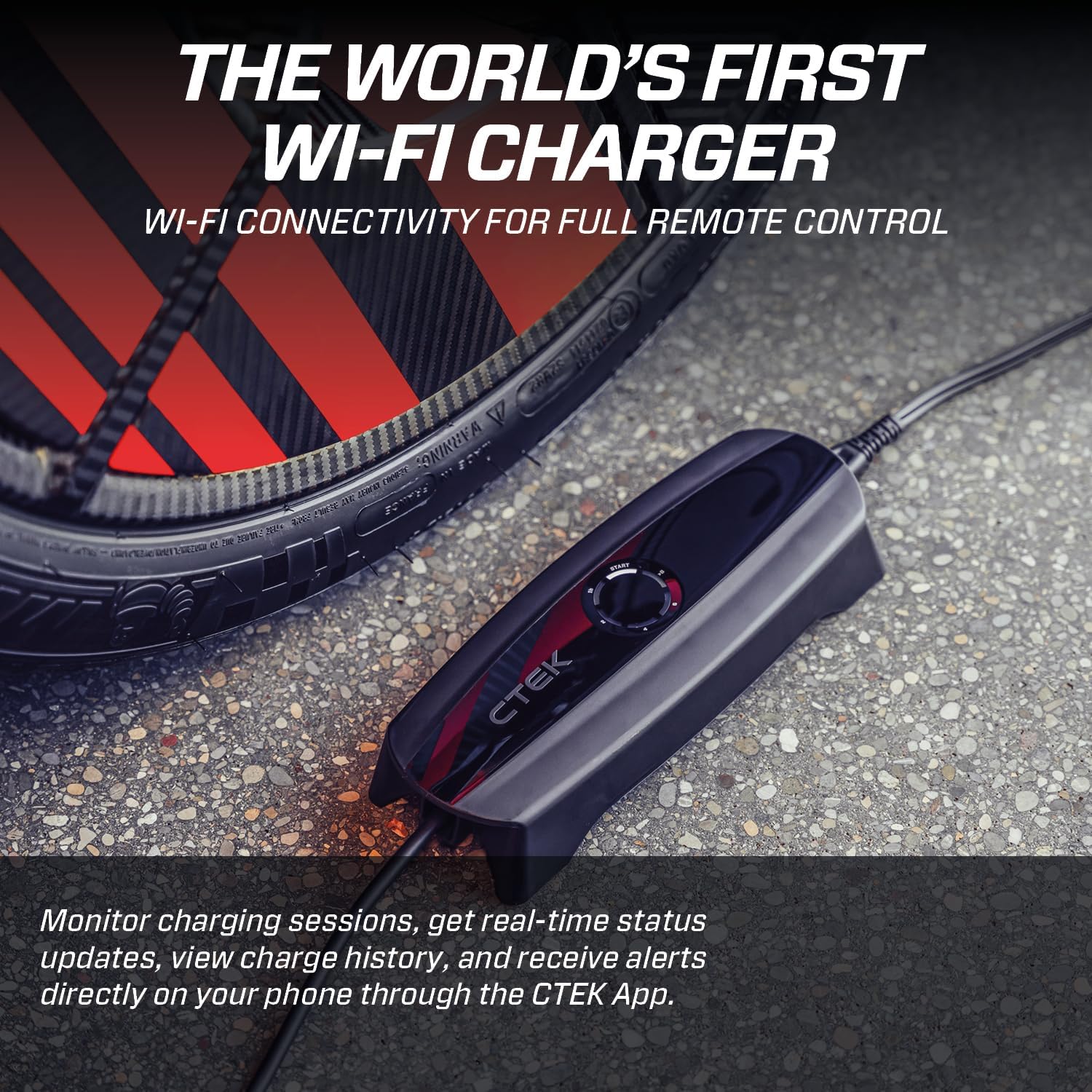 CTEK CS ONE (Gen 2) mit WLAN, 12V Smart Batterieladegerät und Maintainer mit App-Steuerung, Fernüberwachung, adaptives Laden und polaritätsfreie Klemmen für Auto & Motorrad