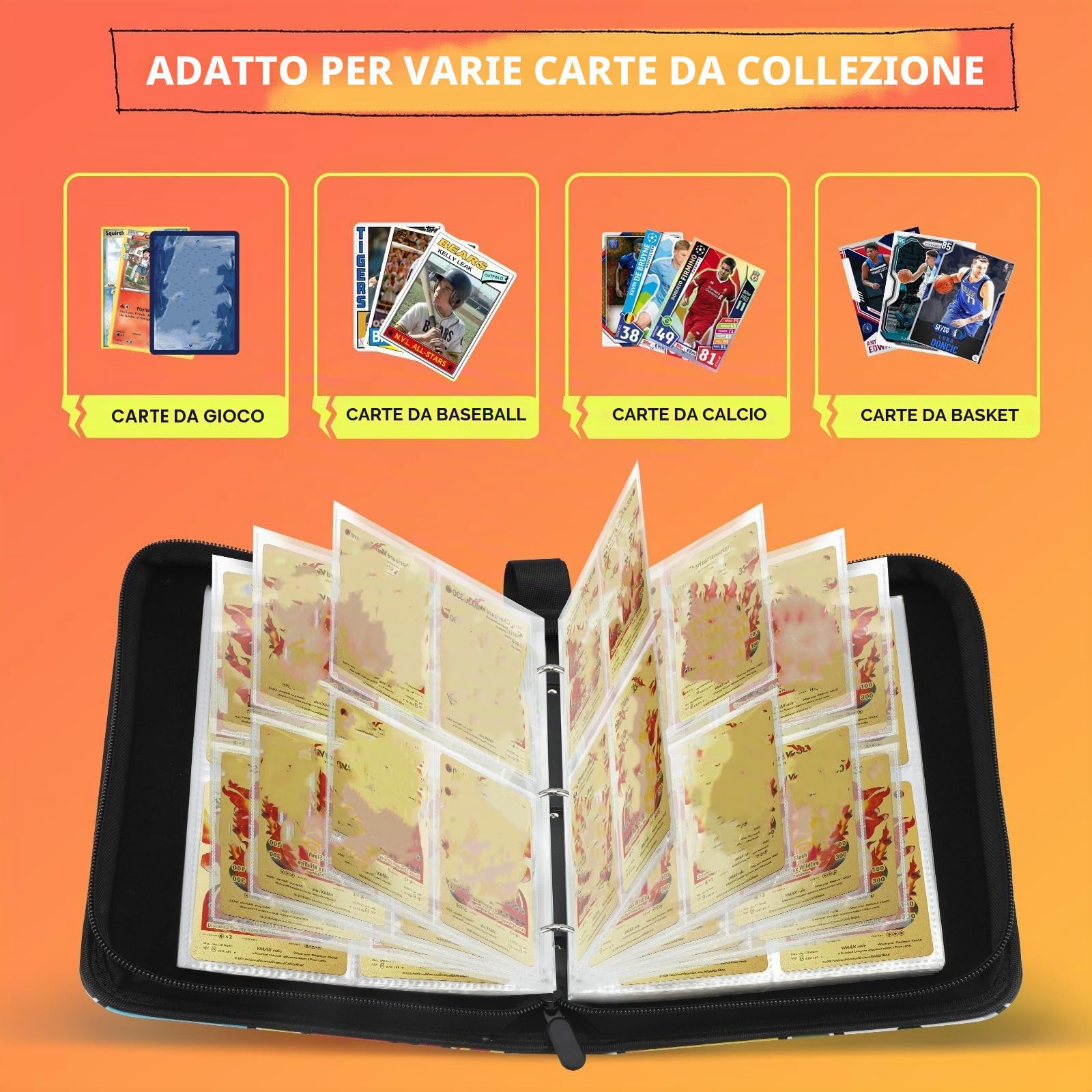 Raccoglitore Carte Pokemon, Album Carte Collezionabili, Album Porta Carte 60 Pagine Capacità di 480