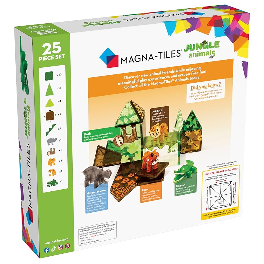 Amazon.com: MAGNA-TILES Jungle Animals 25-Piece Magnetic
