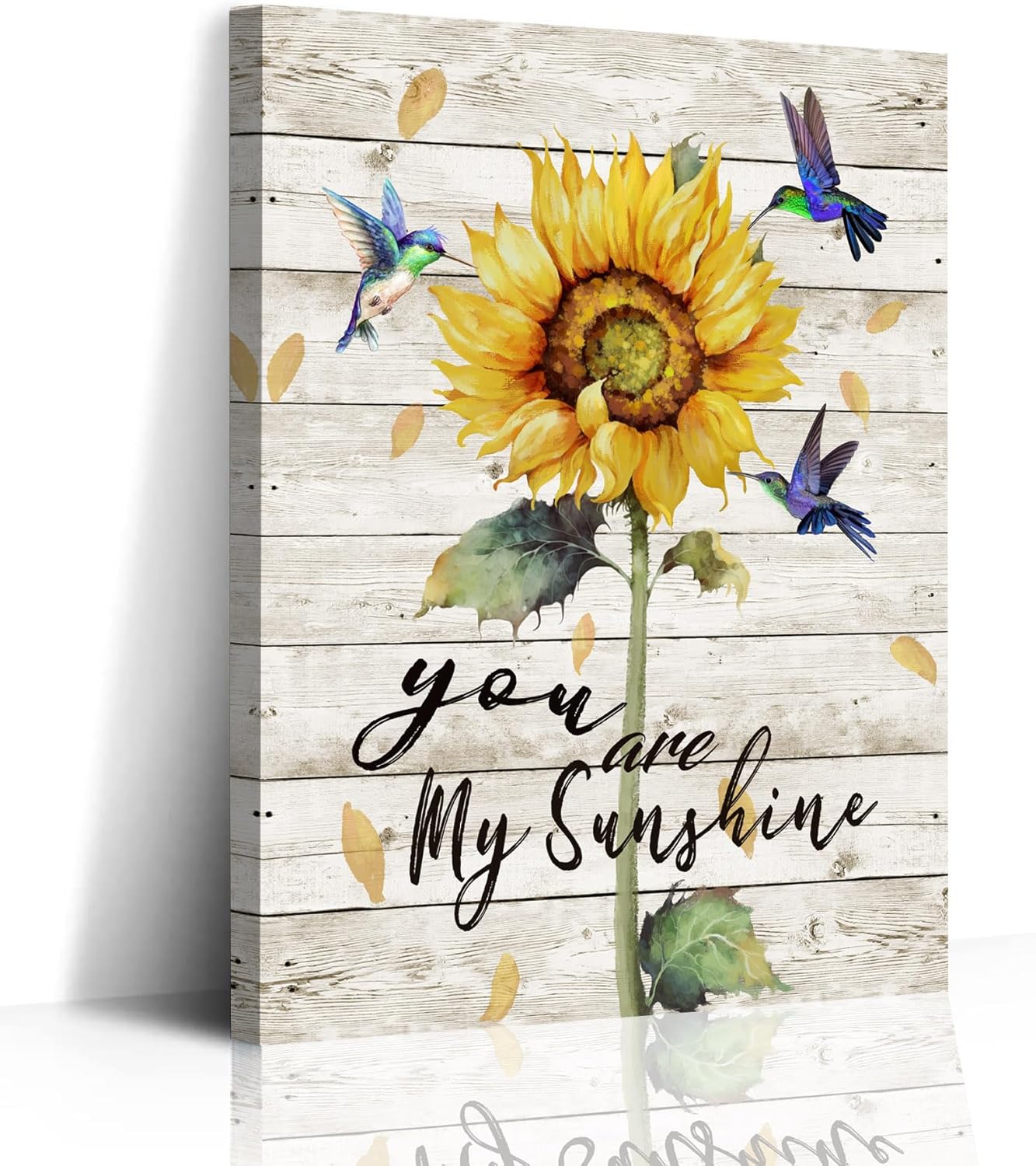 QUEBO Sunflower Pictures Hummingbird Wall Art Inspirational Quotes You Are My