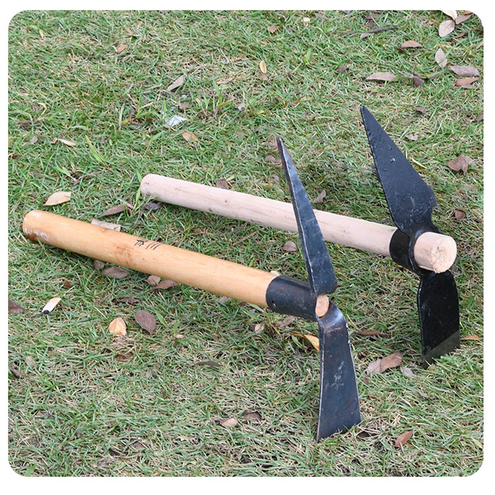 Tissting Pioche de Jardin avec Manche en Bois, 15,7 x 9,9 Pouces Pioche de Jardin en Acier à Haute Teneur en Carbone pour Creuser, Désherber, Semer, Retourner Le Sol