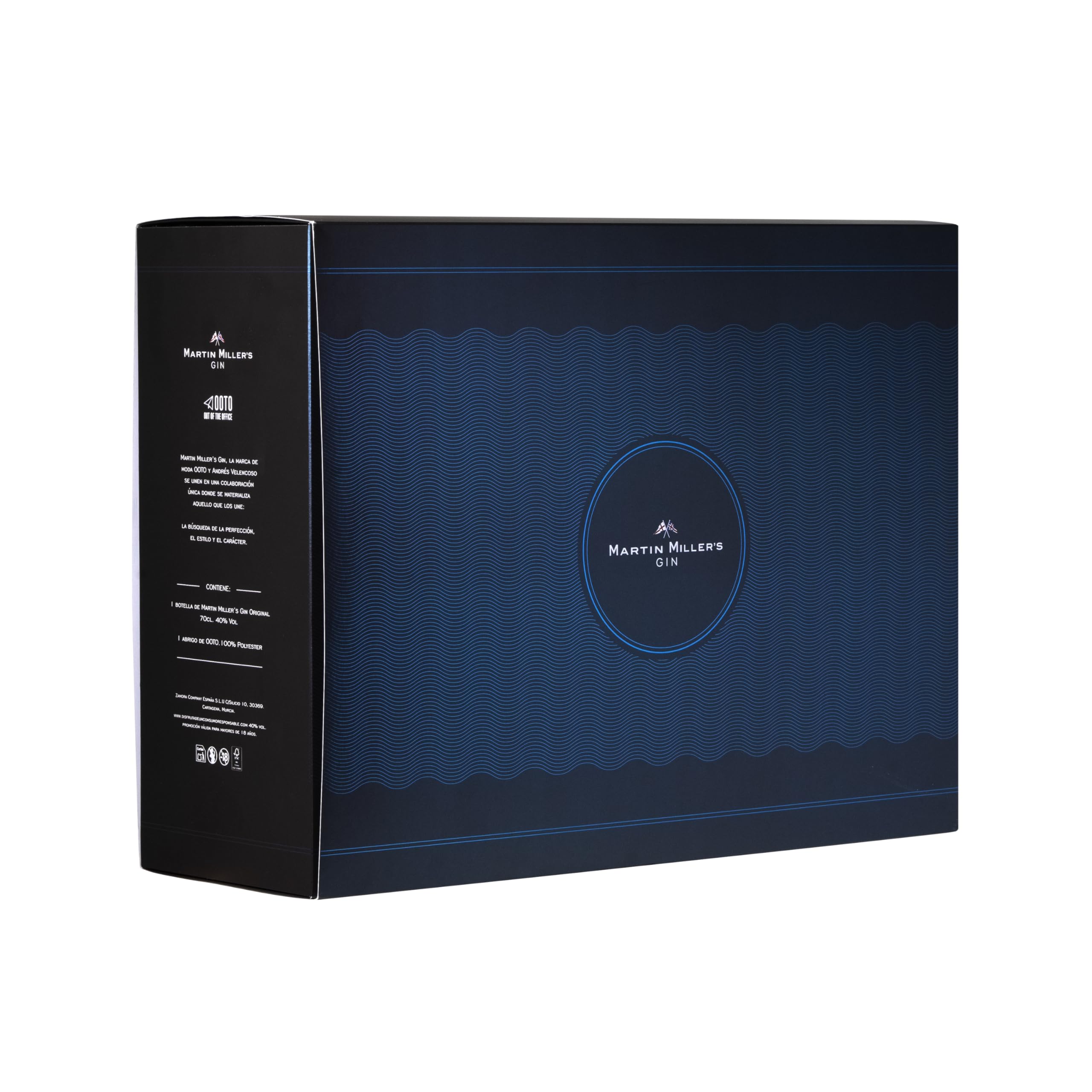 Martin Miller´s Gin - Pack Edición Especial Ginebra Botella 70ml + Abrigo OOTO 100% Polyester by Andres Velencoso, talla L - Pack Perfecto para Regalo