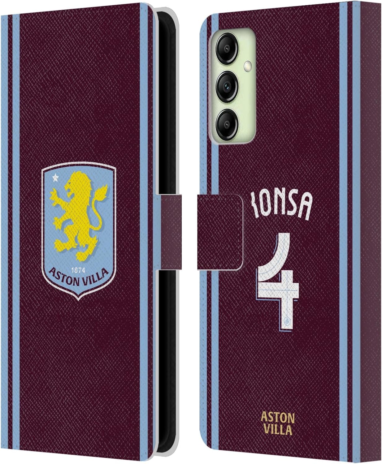 Head Case Designs Officially Licensed Aston Villa Football Club Ezri Konsa 2024/25 Crest Player Kit Leather Book Wallet Case Cover Compatible with Samsung Galaxy A14 5G