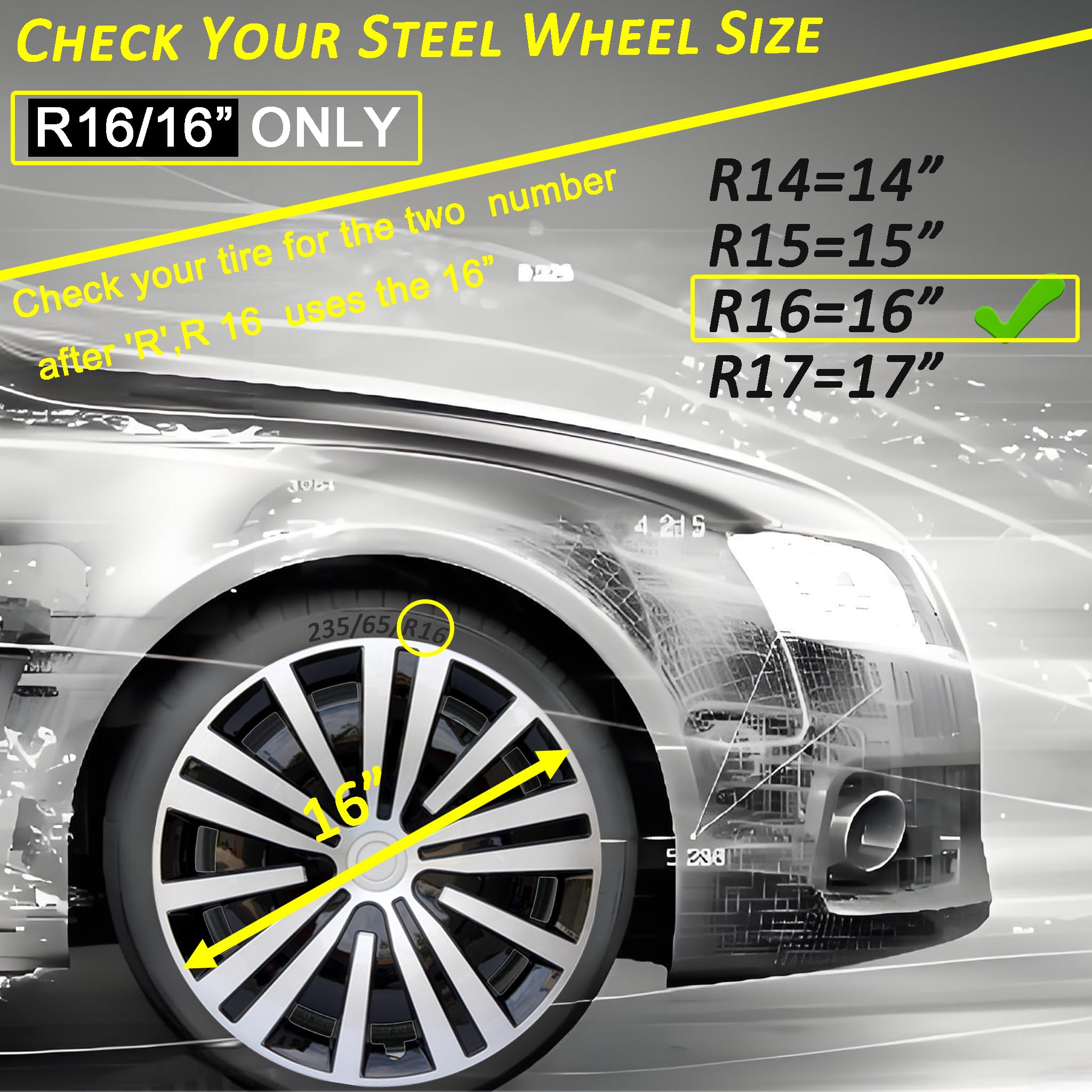 Radkappen Radabdeckung Ersatz R16 Nabenkappen Universal Radfelgenabdeckung ABS Material Außen Zubehör Snap On Auto LKW SUV 4 Stück