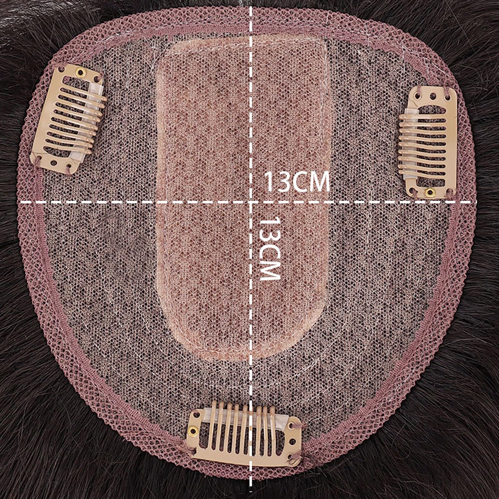 Schwarze Haar-Toppermit Pony 100% Echthaarteile for Frauen 5 X 5 Zoll Seidentoupet Clip-In-Haarteile Haarverlängerungen for Dünner Werdendes Haar(12 inch)