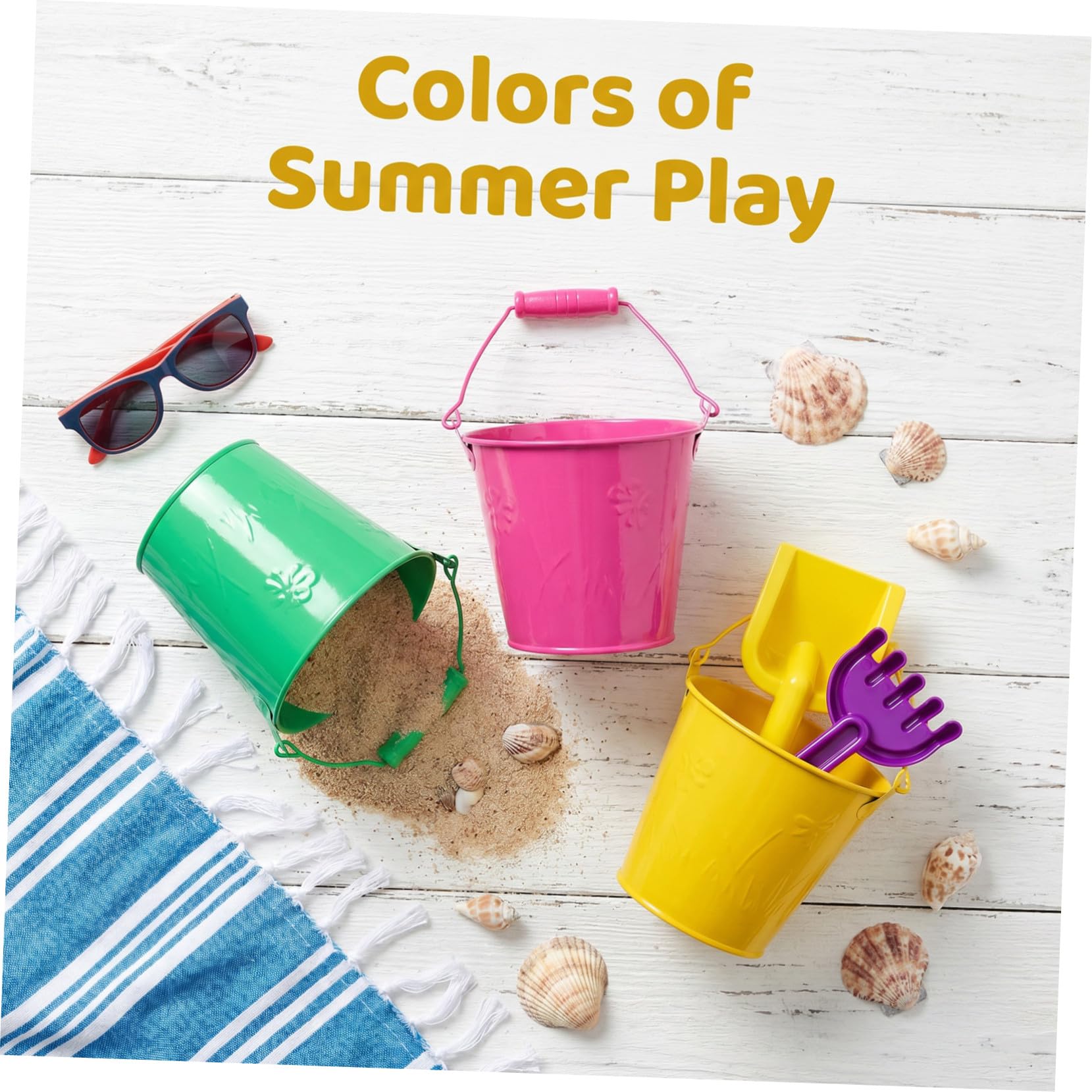 Seau Jouet 6pcs en Fer de Plage Fête Estivale pour Garçon et Filles