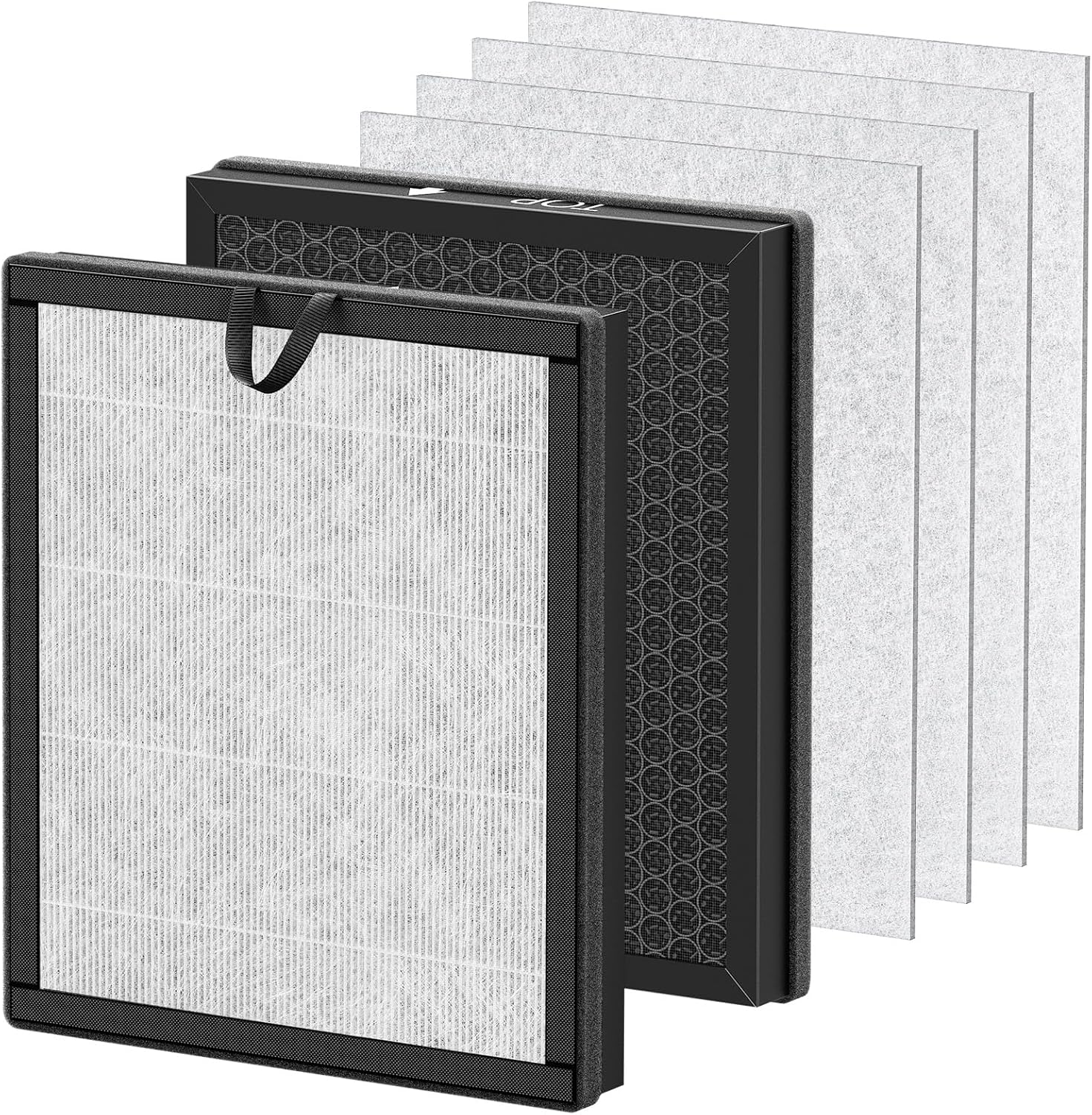 2 Pack Replacement Filter Compatible with AEOCKY Cybertron Air Purifier, 5-in-1 HEPA Filter with Washable Pre-Filter, for Pollen Wildfire Smoke Dust Pet Dander Odor and Household Pollutants