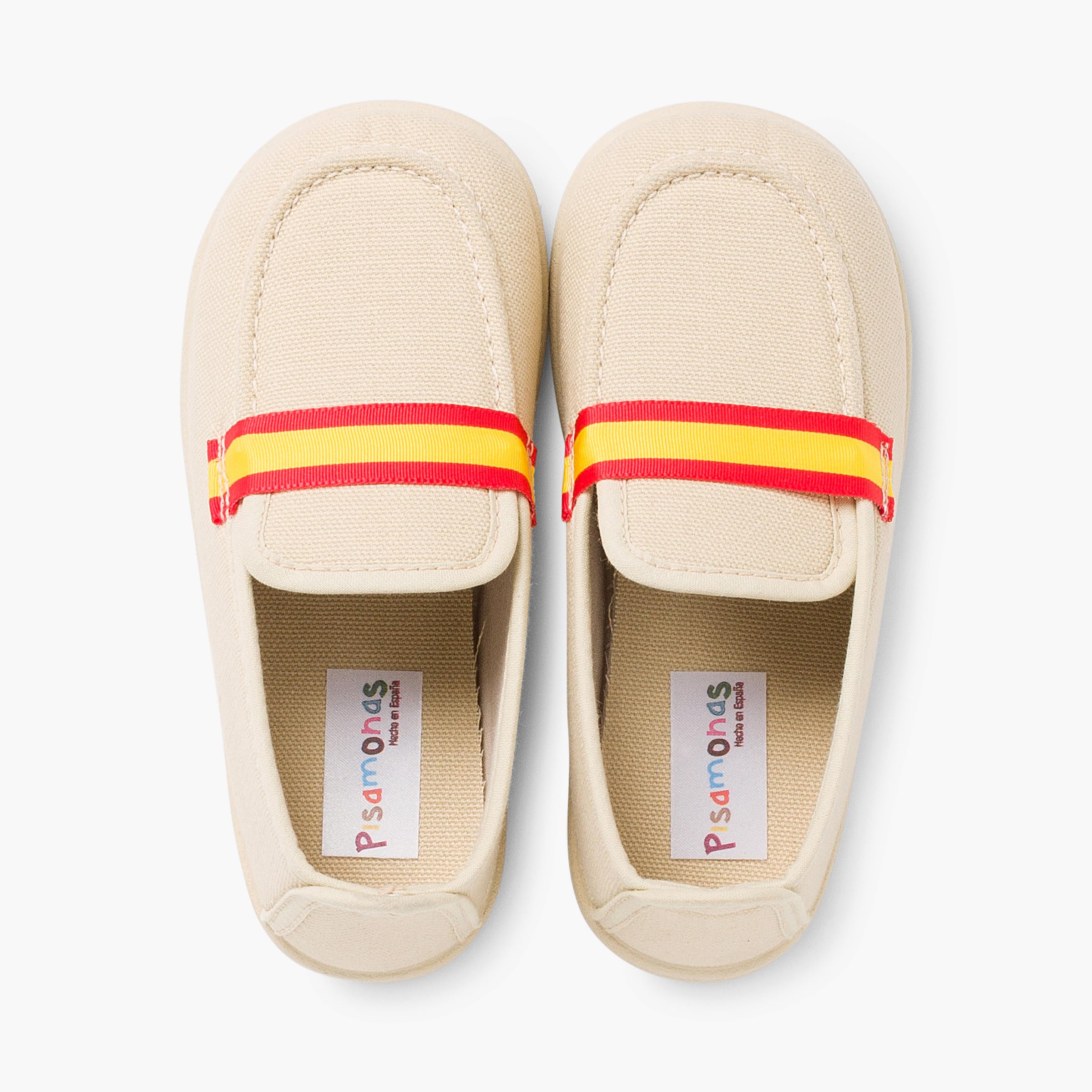 Pisamonas Mocassins Grandes Tailles en Toile avec Bandes de Couleurs