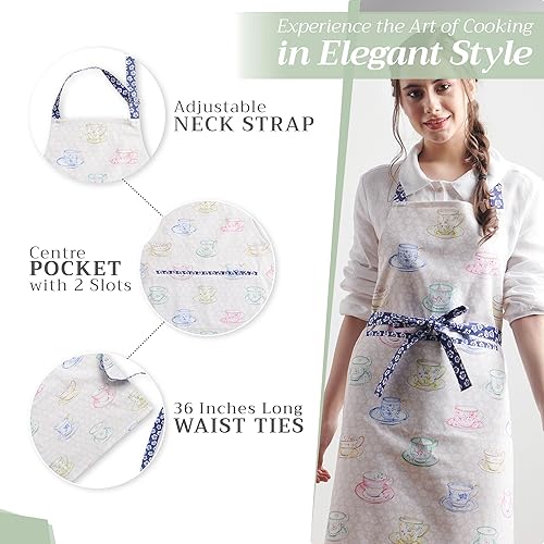 Miniatura 6 de Maison d' Hermine Delantal 100% de algodón para mujeres con bolsillo de cocina delantal de chef para hombres, cocina, jardinería, servidor, camarera