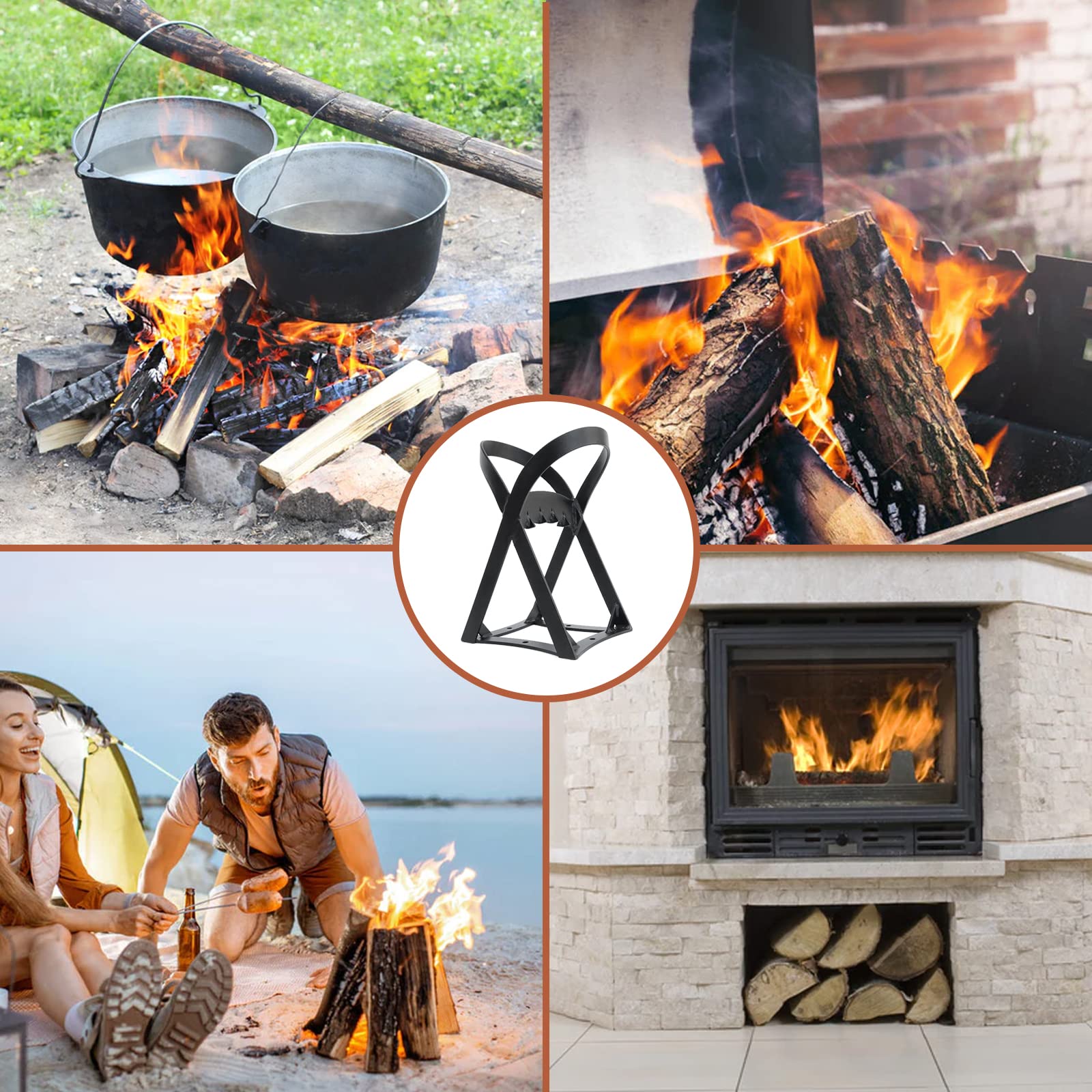 Separador de madera rápido,fácil portabilidad,cuña manual de encendido de hierro fundido,cortador de leña pesado,resistente a mano,separador de madera,de pie para casa y camping al aire libre(E)