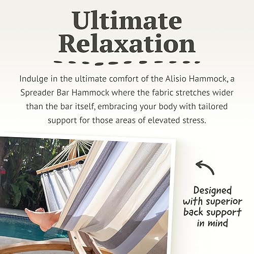 Vista 26 de La Siesta® Alisio Hamaca con barra esparcidora, hamaca exterior resistente a la intemperie, hamaca exterior de tela para 2 personas, máximo 355