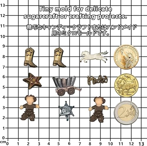 Miniatura 5 de FUNSHOWCASE Mini molde de silicona para dulces con tema de vaquero del salvaje oeste, para decoración de pasteles, manualidades, arcilla polimérica,
