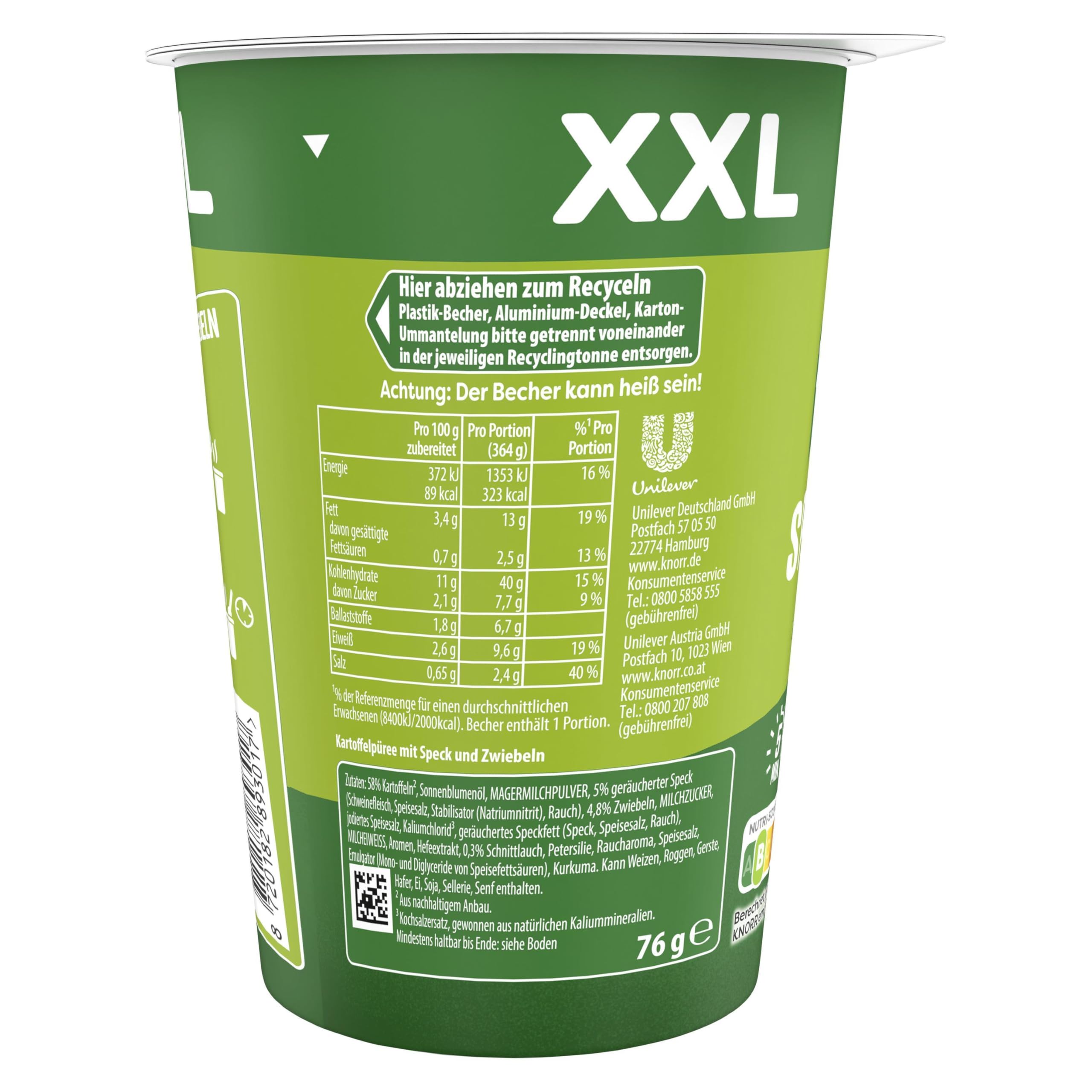 Knorr Potato Pot Speck & Zwiebeln XXL leckeres, schnelles Kartoffelgericht fertig in nur 5 Minuten 76 g 1 Stück