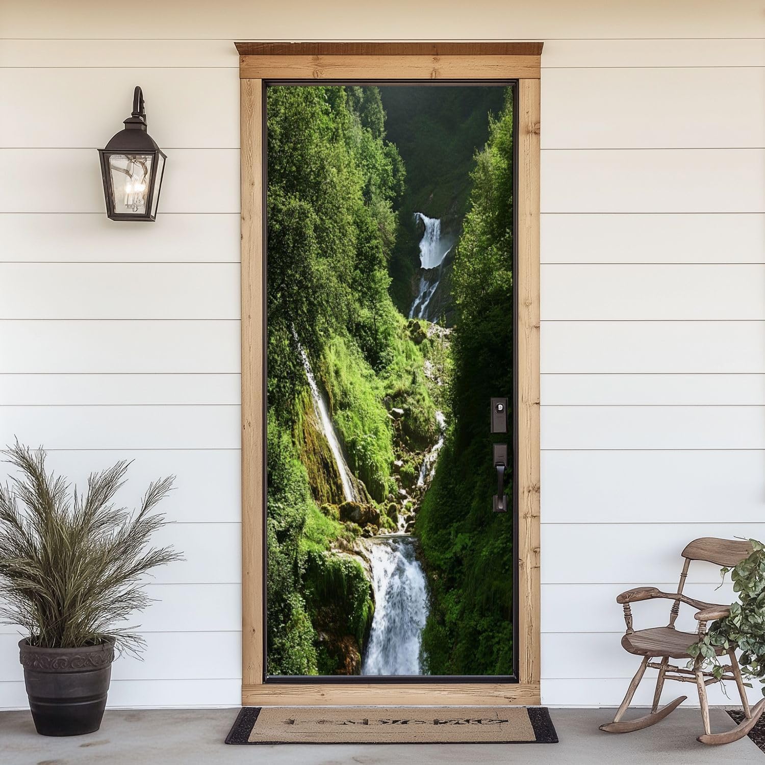 Sticker Porte Thème Naturel, Stickers Porte Trompe L'oeil Paysage Autocollant Poster Auto-Adhésif Art Décor Pour Chambre Salon Salle de Bain Papier Peint 95x215 cm 2365n