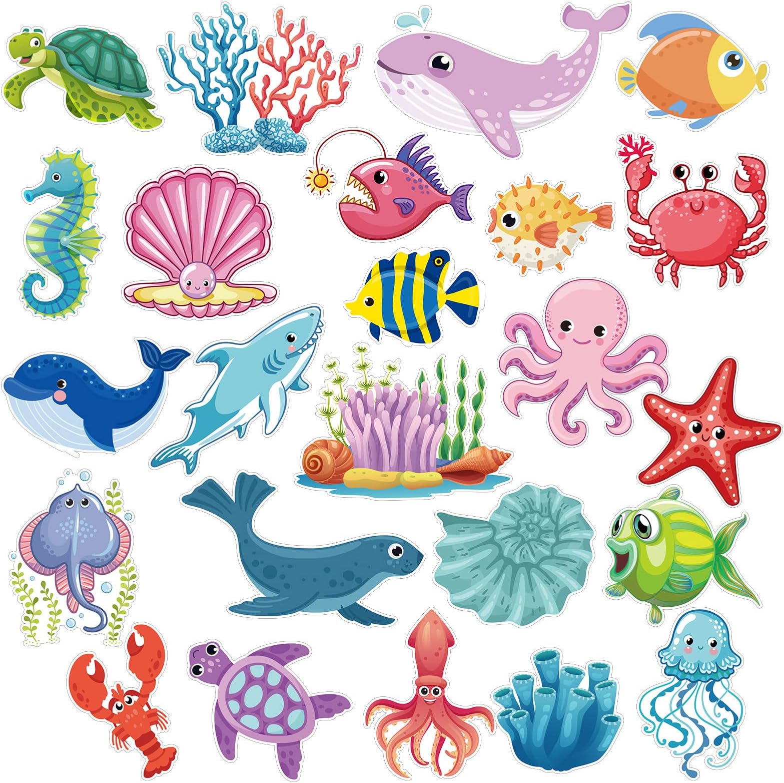 LEIFIDE 24 Pcs Ocean Cruise Door Decorations Magnetic Sea Animal Car Magnets Fish Fridge Magnets for Door Animal Turtle Crab Stickers Reusable Water Resistant Carnival Cruise Party Supplies Favors