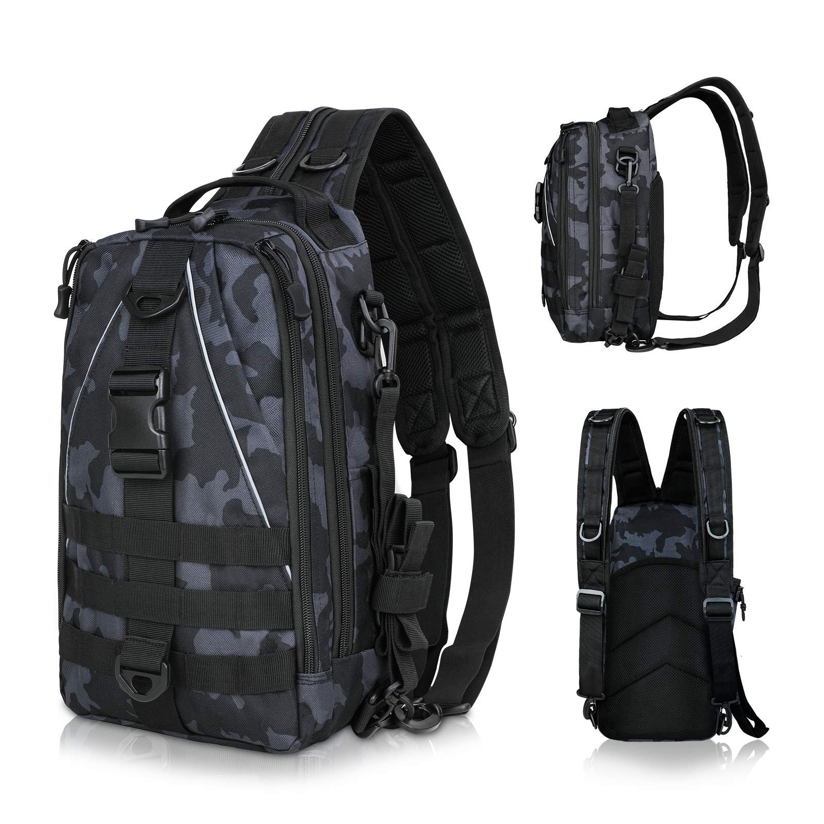 LUXHMOX Fishing-Backpack for Outdoor Gear Storage Tackle-Bag 5.25x12x9 Waterproof Sling Bag