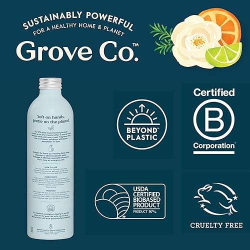 Miniatura 7 de Grove Co. Recambios de jabón de manos hidratante en espuma (2 x 12 onzas), lavado de manos hidratante, sin fragancia, sin plástico ni parabenos,