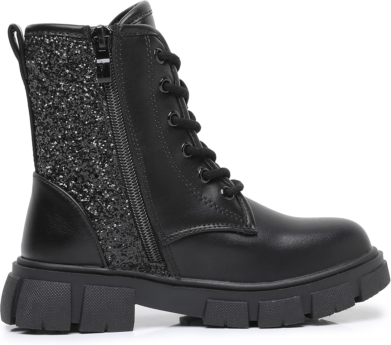 Apakowa Girls Combat Boots Fashion Ankle Booties Side Zipper Boots (Toddler/Little Kid/Big Kid)
