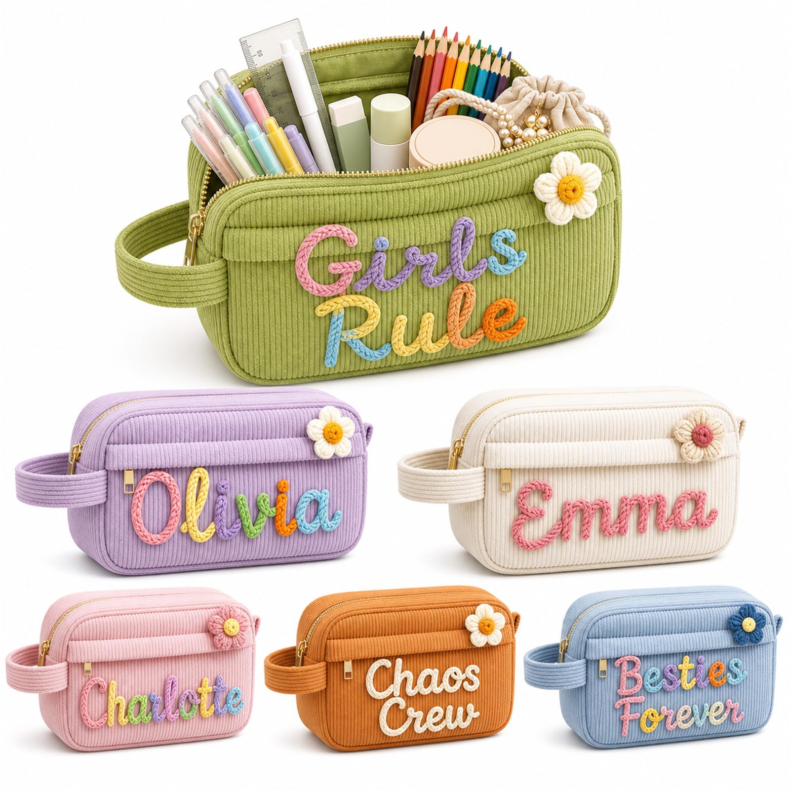 Iwe Personalised Large Capacity Pencil Case (Green)