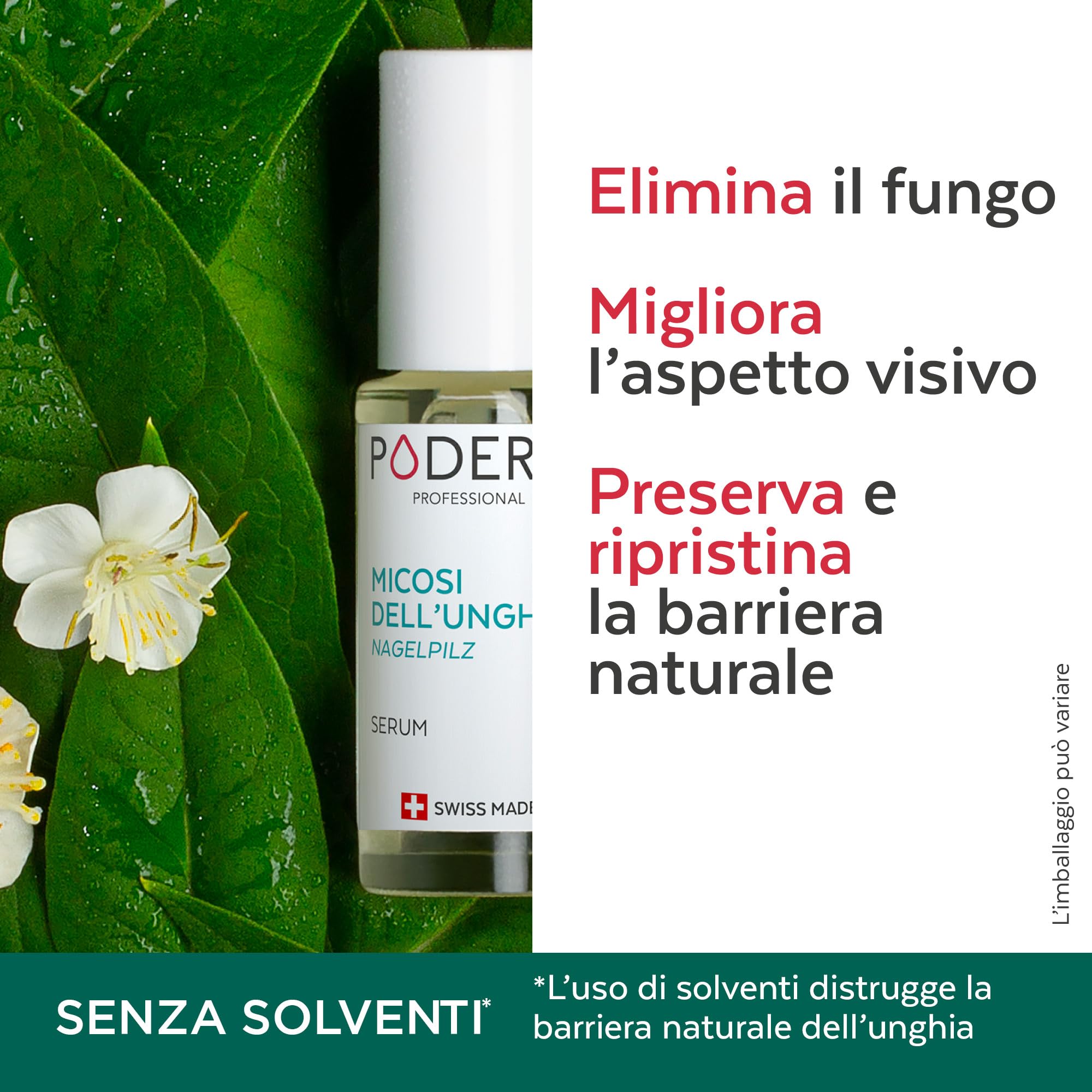 PODERM - 2 PRODOTTI - MICOSI DELLE UNGHIE TRATTAMENTO 2 in 1 | UNGHIE CHE SI SPEZZANO, RIGATE, INFRAGILITE | BIO | Trattamento professionale mani/piedi | Facile e rapido | Swiss Made