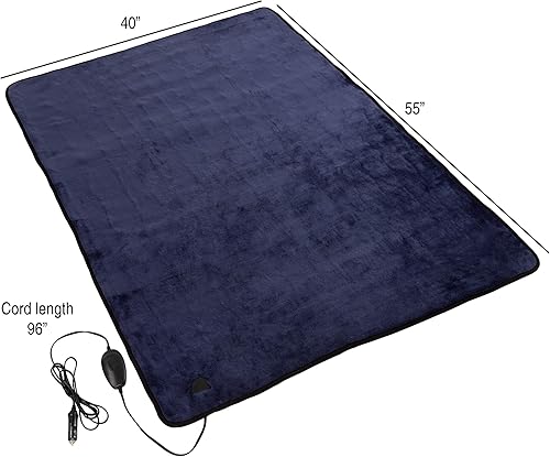 Miniatura 2 de Stalwart Manta eléctrica para automóvil  Manta de viaje de 12 V con calefacción para exteriores con 3 ajustes y apagado automático  para viajes por