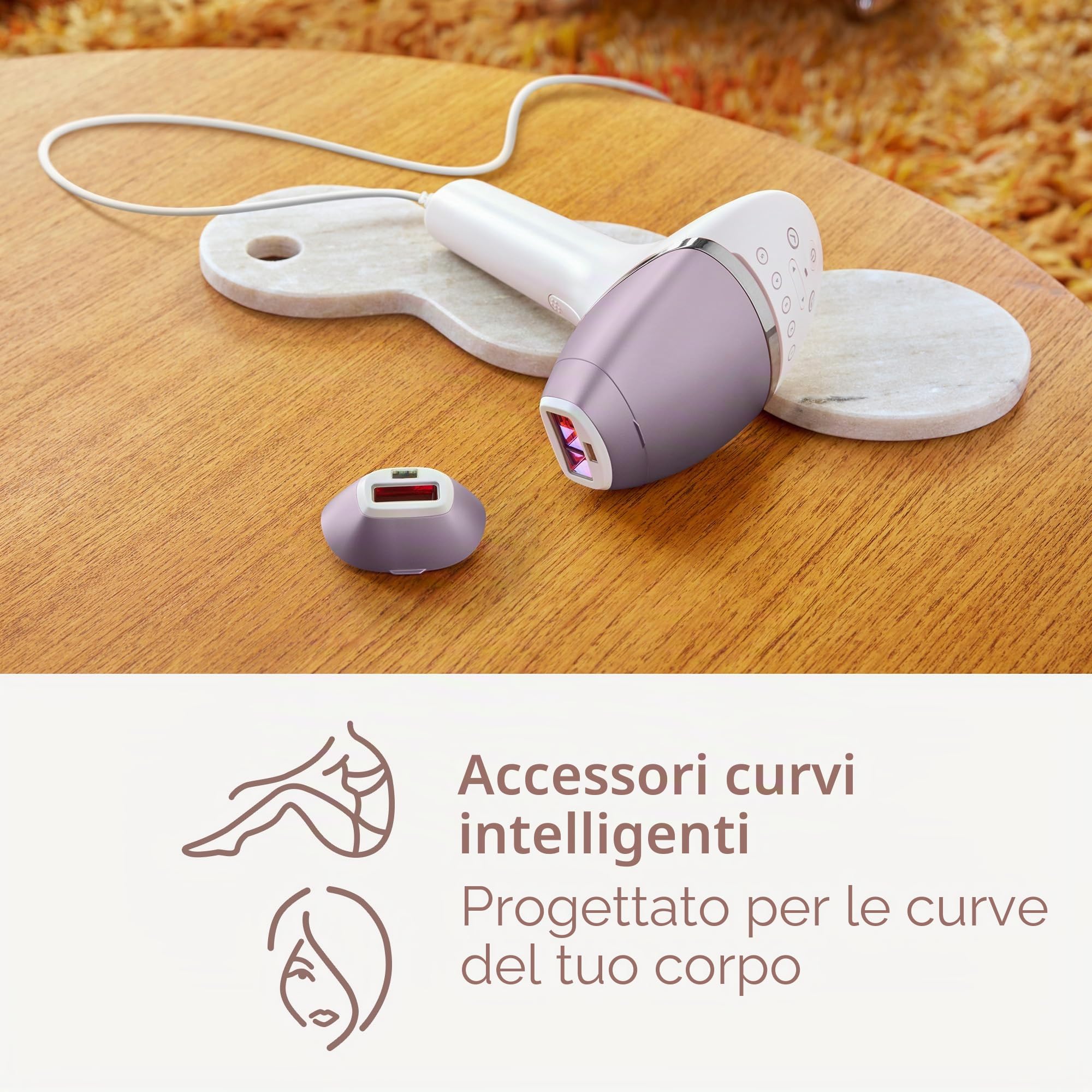 Philips Lumea IPL Hair Removal 8000 Series - Dispositivo di depilazione con tecnologia SenseIQ, 2 attacchi per corpo e viso, uso con filo (modello BRI944/00)