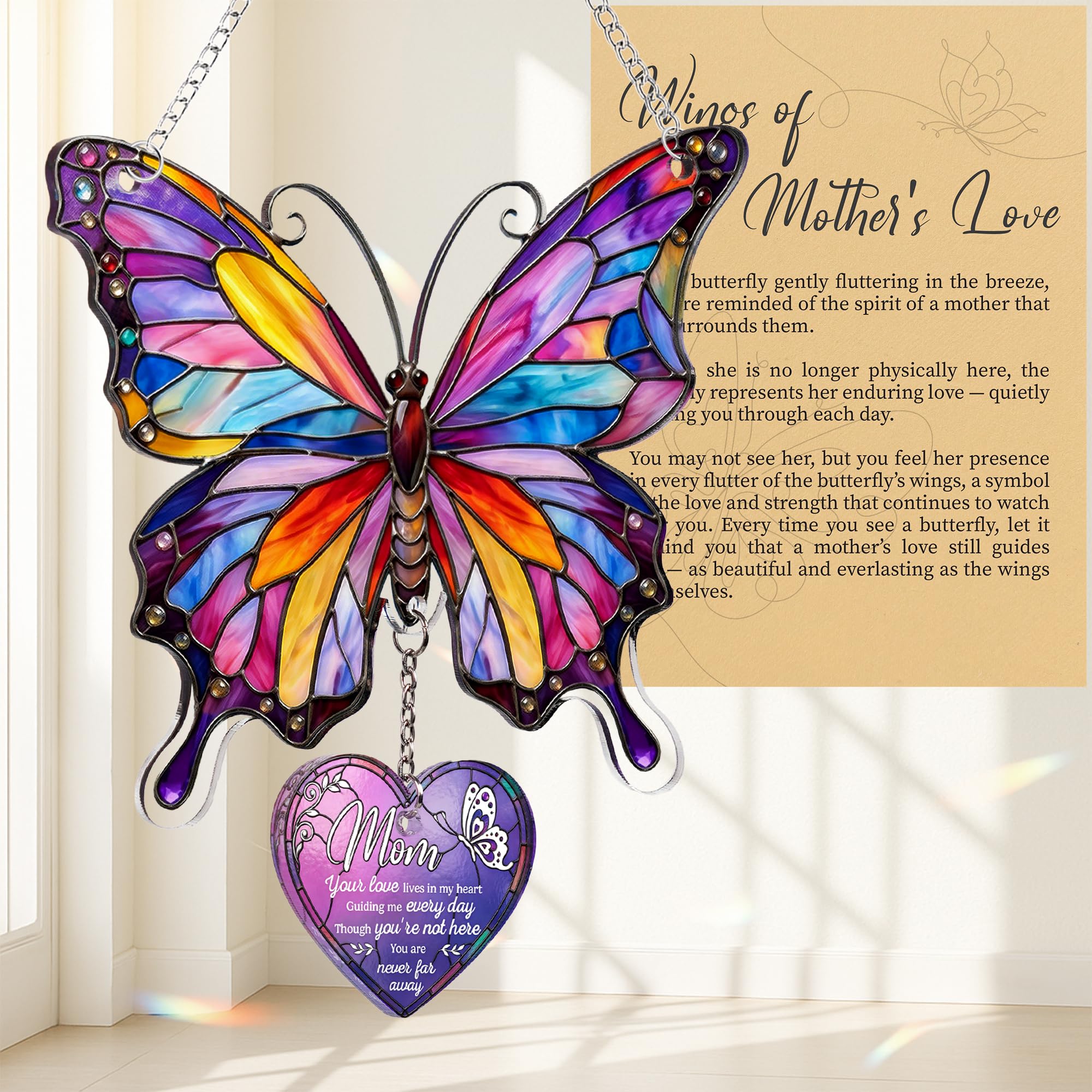 Adorno conmemorativo de mariposa para mamá, regalos de mariposa para mujeres, para mamá, abuelo, regalos conmemorativos para mamá (mariposa)