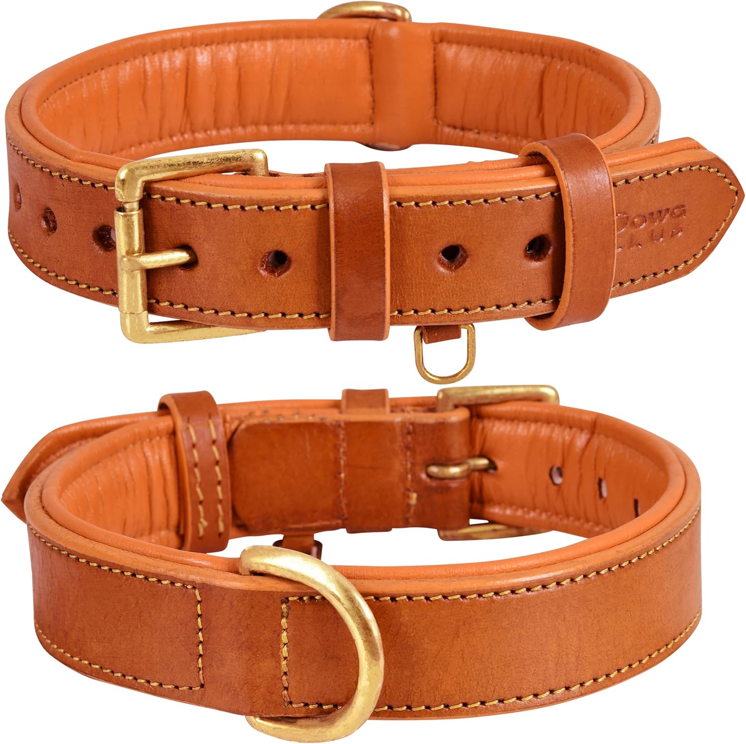 Leather Dog Collar | Dog Collar for Large Dogs, 1.25 Inch Wide, Brown | Genuine, Full Grain, Heavy Duty, Comfortable, Inner Soft Padding | (Large (Fit Neck Size 18.5"-22.5"), Brown)